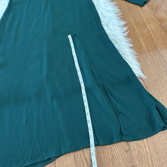 Reformation Midi Dress Womens Size 8 Emerald Green Long Sleeve Side Slit Holiday - Picture 9 of 9